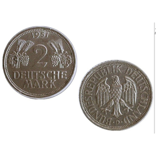 2 DM Deutsche Mark 1951 - TRAUBEN & ÄHREN - Historische Münze der Bundesrepublik Deutschland