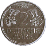 2 DM Deutsche Mark 1951 - TRAUBEN & ÄHREN -...
