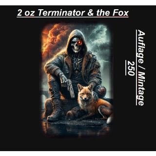 NEU* 2 oz Guss-Motiv-Barren - Der TERMINATOR & The FOX - Der Wandernde Terminator mit Seele & Die Fucks-Freundschaft - Silber Color - Auflage nur 250 !