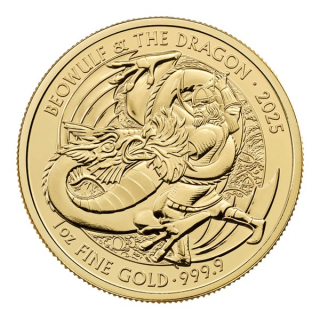NEU* 1 Unze Gold  UK 2025 BU - BEOWULF & Drache - Mythen & Legenden - United Kingdom - Premium Gold Anlagemünze