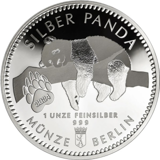 NEU* 1 Unze Silber - Panda Berlin - 2024 BU - XL-Format 65 mm - die neuen Berliner Pandas