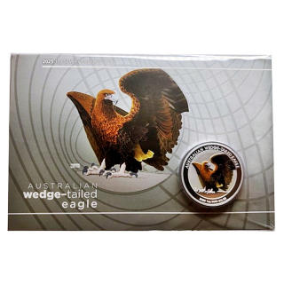 1 oz Wedge Tailed Eagle 2025 Color Australien Coin Card - Keilschwanzadler - 1 AUD BU - Erste Colorversion Coin Card des WT Eagle in Europa !