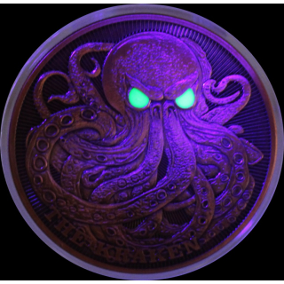 5 oz  Kupfer Round Mint Kapsel - Der Kraken The Kraken- GLOW-in-the-DARK - Nachtleuchtend - ECHTBILDER - Real Photos