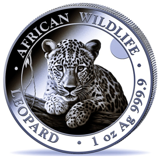 NEU* 1 oz Somalia 2025 BU - LEOPARD - African Wildlife Ausgabe  - Premium Silber Anlagemünze - BU 100 Shillings - Vorverkauf 06-25