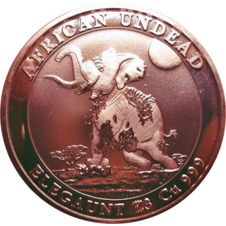 NEU* 1 Unze Kupfer Round - ZOMBIE BUSCHELEFANT / ELEGAUNT - Zombie Apokalypse - Die Untoten der Kommenden Apokalypse - 3 Zombucks