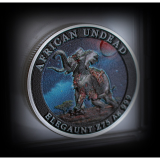 1 oz Silber Round 2025 COLOR -  ZOMBIE ELEFANT / ELEGAUNT -  ZOMBUCKS Zombie Apokalypse - Die Untoten der Kommenden Apokalypse Nr. 6 - 75 Zombucks - Echtbilder