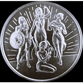 NEU* 1 oz USA Silber Round - DIE 4 TUGENDEN des Aristoteles - Rising Virtues - Gerechtigkeit, Klugheit, Mäßigung und Mut - Silver Shield serie