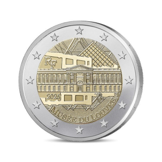 2 Euro Frankreich 2025 Louvre - LAmour et Psyché à demi couchée 2025  Blisterkarte Variante 3/4