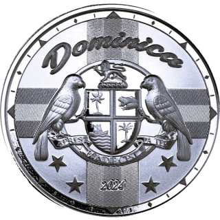 NEU*  1 oz Dominica 2024 Prooflike - WAPPEN / COAT of ARMS - EC8 Serie - Karibische Motive - 2 $ - Eastern Carribean States