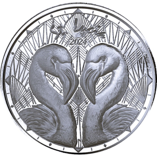 NEU* 1 oz St. Lucia 2024 Prooflike - FLAMINGOS - EC8 - silber 2 $