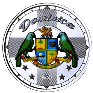 1 oz Dominica 2024 Proof - WAPPEN / COAT of ARMS - EC8 Serie - Karibische Motive - silber color 2 $ - Eastern Carribean States