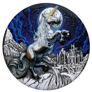 5 oz Tuvalu 2025 Antique - UNICORN / EINHORN - Silber Ultra High Relief 8 $