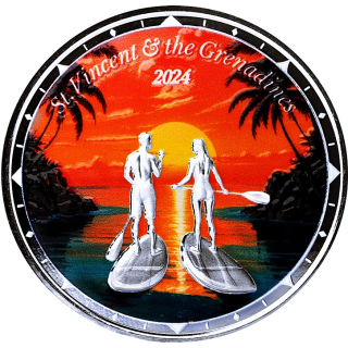 1 oz PADDLEBOARDING St. Vincent & The Grenadines 2024 Proof - Paddleboarder - EC8 serie - 2$