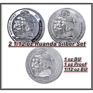 2 1/12 oz Silber-SET Ruanda 2025 - HMS Victory - Linienschiff - Nautical Ounce serie