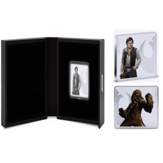 1 oz Star Wars 2025 Proof - Han Solo & Chewbacca - Doppelseitiges Motiv - Silber Rechteck Rectangular Barren