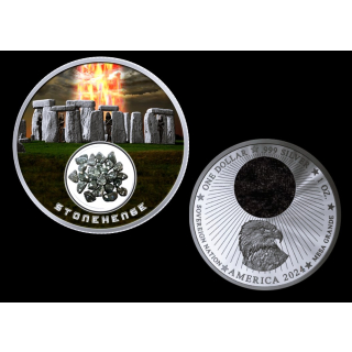 1 oz USA 2025 Mesa Grande COLOR Proof - STONEHENGE - Built by ALIENS - ALIENS bauten STONEHEDGE - Souvereign Nation - 1$