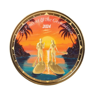 1 oz Gold PADDLEBOARDING St. Vincent & The Grenadines 2024 Proof - Paddleboarder - EC8 serie - 10$