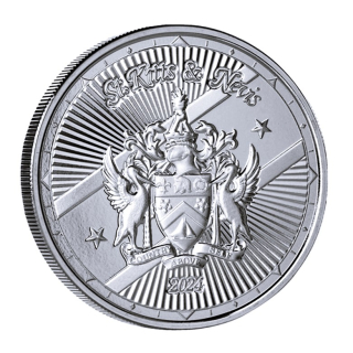 1 oz St.Kitts & Nevis 2024 BU Wappen Coat of Arms - Silber EC8 serie - 2$