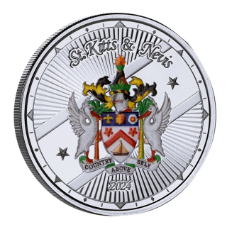 1 oz St.Kitts & Nevis 2024 PROOF Wappen Coat of Arms - Silber EC8 serie - 2$