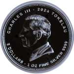 NEU * 1 oz Tokelau 2024 Color - Jahr der Schlange / Year of the Snake - Silber Prooflike 5 NZ$