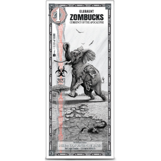 1 ZOMBUCKS WORLD ELEGAUNT - Elefant ZOMBIE - Zombie Apokalypse - Die Untoten der Kommenden Apokalypse - Silber Note