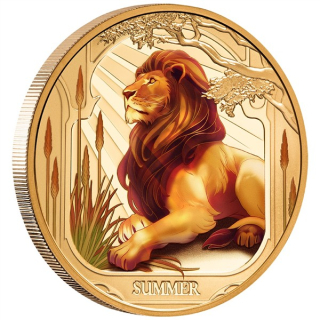 1 oz Gold Niue 2025 Proof - LÖWE Jahreszeiten Sommer - Seasons - Color 100 NZ$