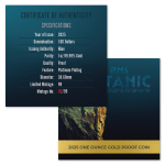 1 oz Gold Niue 2025 Proof - RMS TITANIC -  Sonderedition - Platinbeschichtung - 100 AU$ - Auflage 99