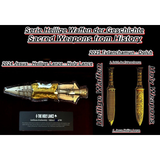AURINUM*TOP*ANGEBOT**2 x 2 oz Samoa 2025 Silber-SET -  Der DOLCH des TUTANCHAMUNS & Die Heilige Jesus-Lanze - Serie HEILGE WAFFEN - Silber 5 $ - Handwerkskunst !