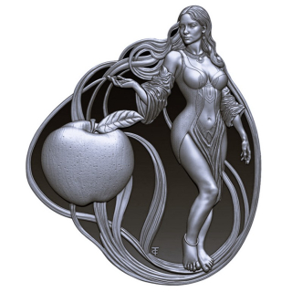 2 oz Niue 2024 Proof - LIBERTY Temperance Schönheit mit Apfel - Silber Shaped Ultra High Relief  - 5NZ$  - EINZELSTÜCK