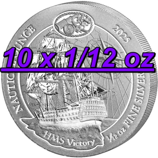 NEU * 10 x 1/12 oz SET Ruanda 2025 BU - HMS Victory - Linienschiff - Nautical Ounce serie - Silber 50 RWF - 10 Amafaranga