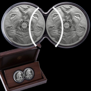 2 x 1 Unze Silber Big Five Serie III Löwe Doppel-Kapsel Südafrika 2025 Proof