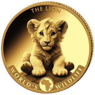 0,5 g Gold Kongo 2025 Proof - LÖWEN-BABY - LION BABY - Worlds Wildlife serie - Ausgabe 7- 10 Frs