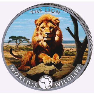 NEU* 1 oz Kongo 2025 COLOR - LÖWE / LION - Silber - World´s Wildlife Ausgabe 7  - 20 Frs