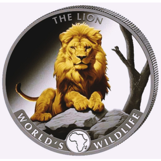 NEU* 1 oz Kongo 2025 GILDED - LÖWE / LION - Silber - World´s Wildlife Ausgabe 7  - 20 Frs