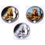 3 x 1 oz SET Kongo 2025 BU + COLOR + Gilded - LÖWE /...