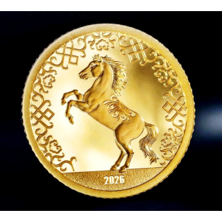 0,5 g Gold Mongolei 2026 Proof - Jahr des PFERDES - Year of the Horrse - Lunar Gold - 1000 Togrog - Coin Invest Liechtenstein