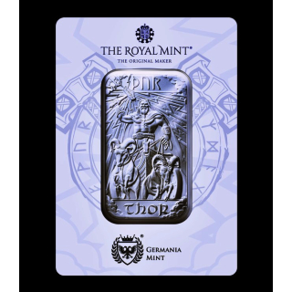 1 oz Motivbarren THOR - Donnergott God of Thunder - Nordische Götter 2. Ausgabe - Germania Mint Royal Mint UK Kooperation - Top-Welt-Motivbarren
