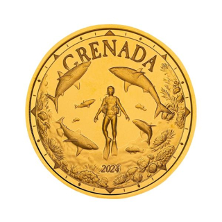 NEU* 1 oz Gold SHARK DIVER / HAITAUCHER  2024 Grenada EC8 - Prooflike 10$ - Certi-Lock
