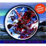 NEU** 1 oz USA American Liberty Eagle 2024 Granat Edelstein - Lady in Red - Garnet Stone - Infinity Edition - silber Color - Doppelmotiv - Auflage 250