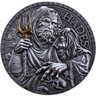 2 oz Kamerun 2025 antique - HADES Gott der Unterwelt - Serie Griechische Mythologie - Silber Antique Finish - 2,000 Francs