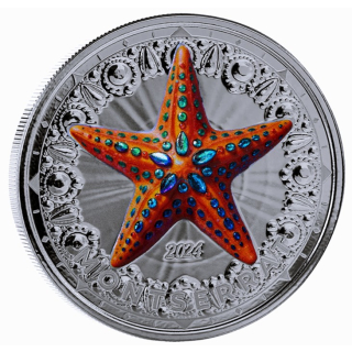 NEU*  1 oz Montserrat 2024 Proof Color - SEESTERN STARFISH - EC8 Serie Karibikmotive- 2 $