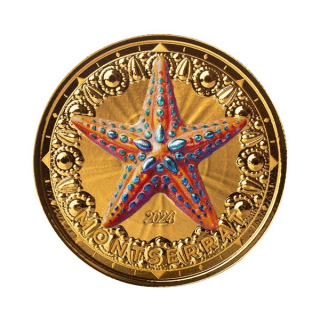 NEU* 1 oz Gold Montserrat 2024 Proof Color - SEESTERN STARFISH - EC8 Serie Karibikmotive- 10 $