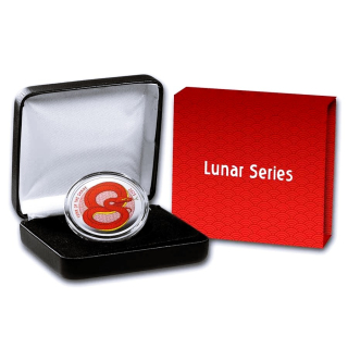 AURINUM*TOP*ANGEBOT** 1 oz Silber Round 2025 PROOF COLOR - SCHLANGE / SNAKE - Jahr der SCHLANGE - Lunarserie Round in Proof - Auflage 888