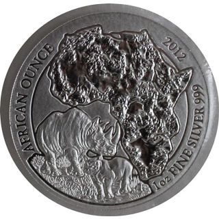 1 Unze Silber Ruanda 2012 - NASHORN - African Ounce 50 RWF