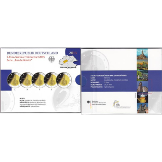 2 Euro Deutschland Set 2015 Hessen Paulskirche A, D, F, G, J, Proof
