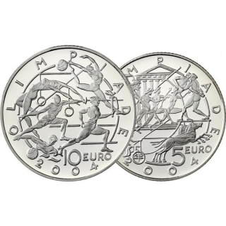 San Marino 5 & 10 Euro Set 2003 Olympiade Athen 2004 Silber Proof