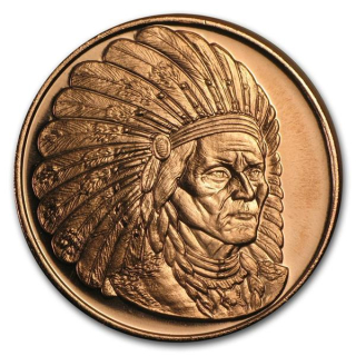 1 Unze Copper Round Sitting Bull 999,99