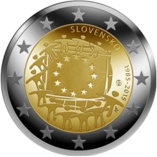 2 Euro Slowakei 2015 30 Jahre Europaflagge -  Europäische Flagge  unc.