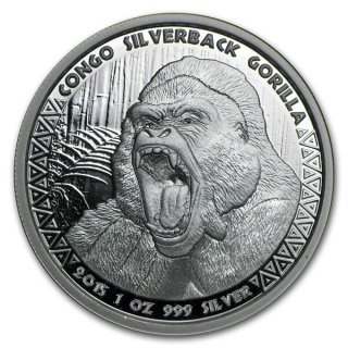 1 Unze Silber Kongo Silberrücken Gorilla 2015 PL