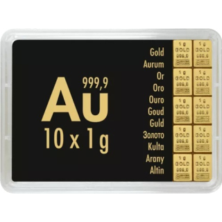 10 x 1g Gold Combibarren / Goldtafel / Tafelbarren LBMA